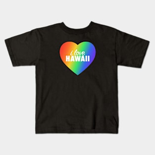 I Love Hawaii Pride Rainbow Colors Heart Kids T-Shirt